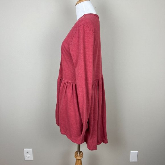 T.La Anthropologie Cardigan‎ Womens Medium Pink Knit Open Pleated Ruffle Sweater - Picture 6 of 10